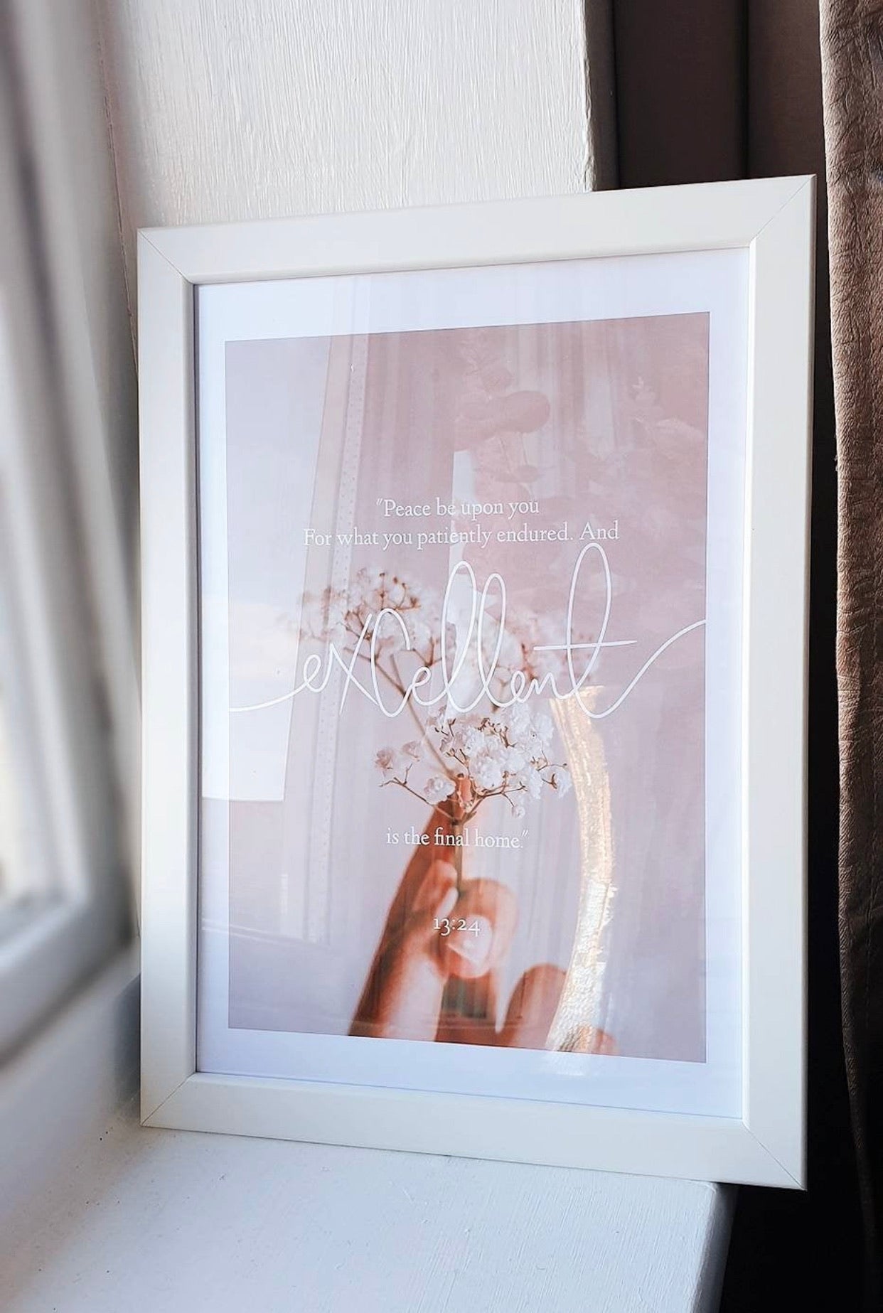 Qur’anic Verse 13:24 Dusty Pink Print