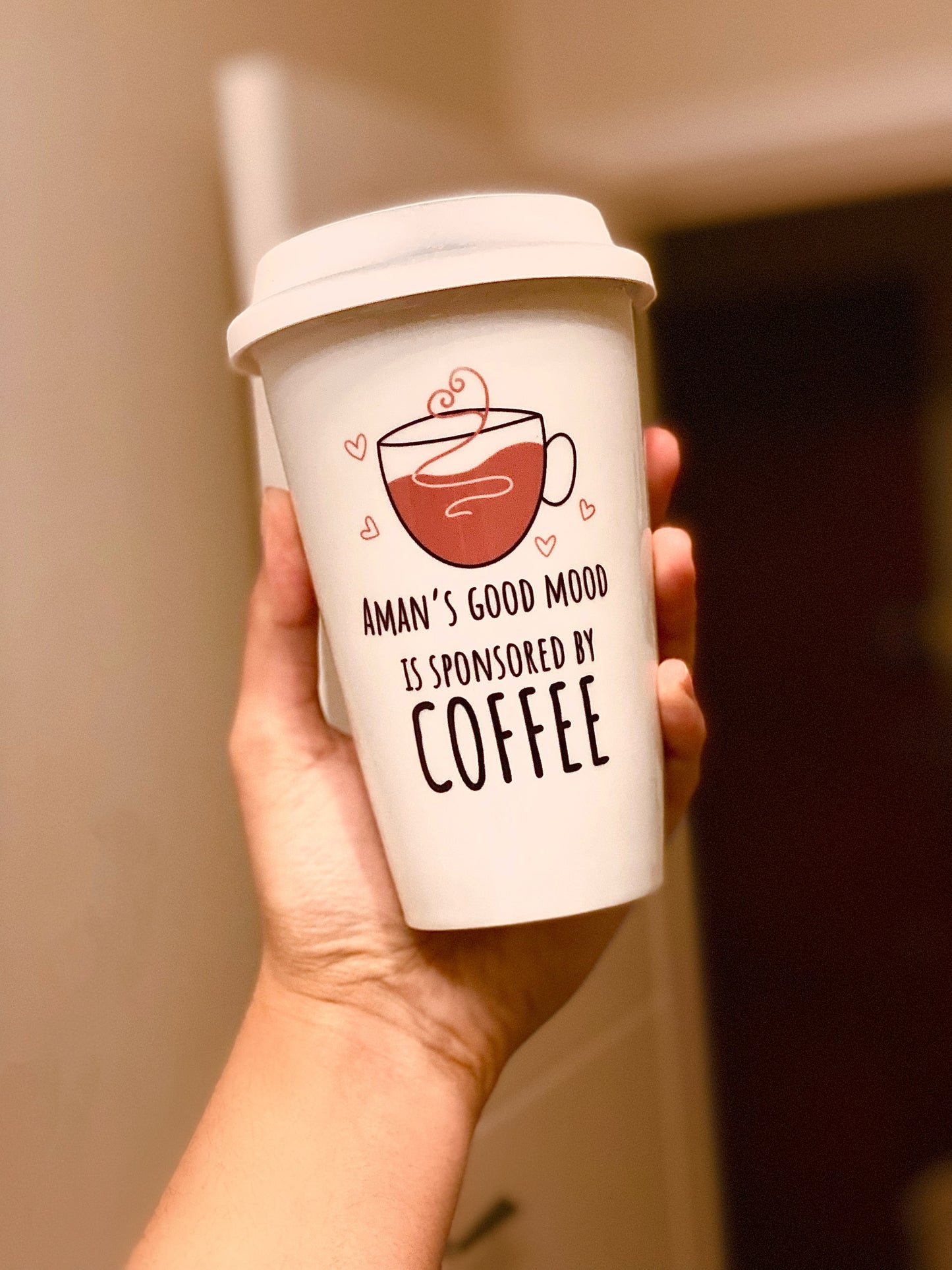 Personalised Name Coffee Ceramic Travel Mug