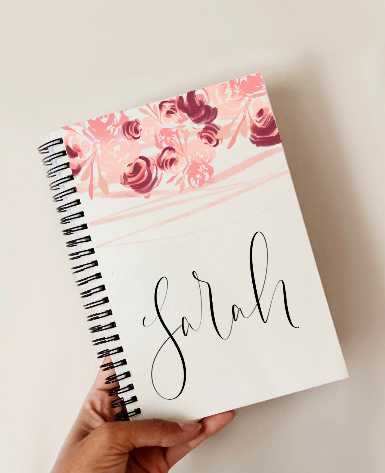 Pink Floral Personalised A5 Spiral Bound Notebook