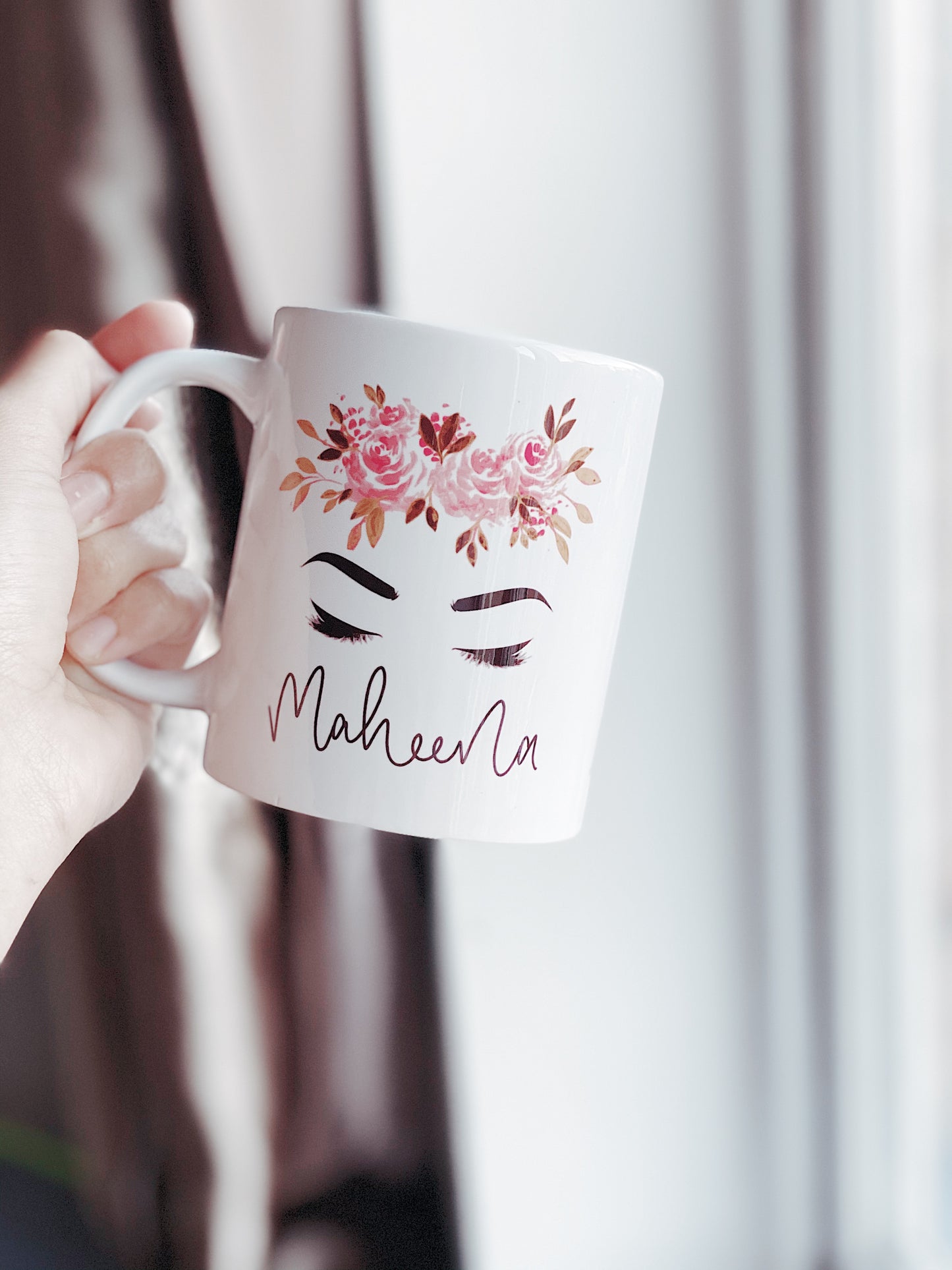 Personalized Floral Lashes Name Mug