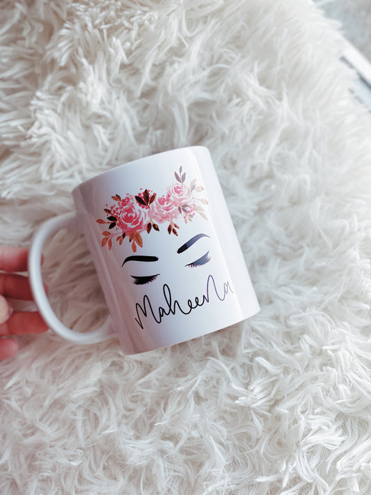Personalized Floral Lashes Name Mug
