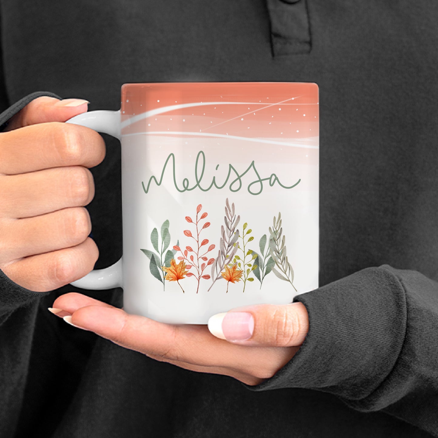 Autumn Themed Leaf Personalised Mug