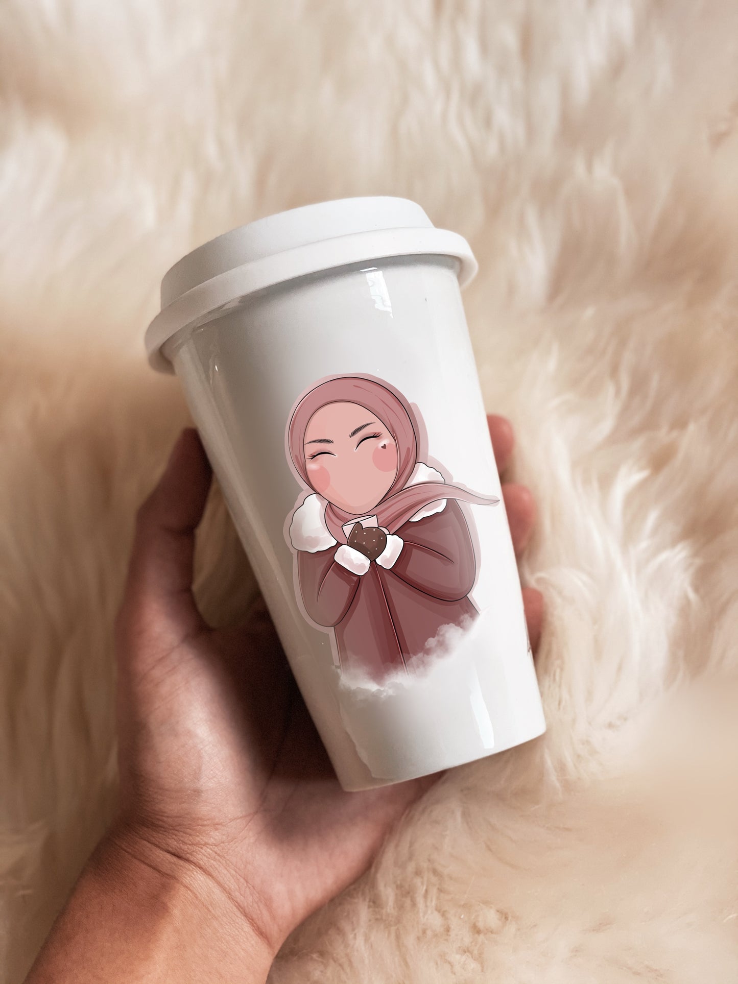 Hijabi Chai Ceramic Travel Mug with Silicone Lid