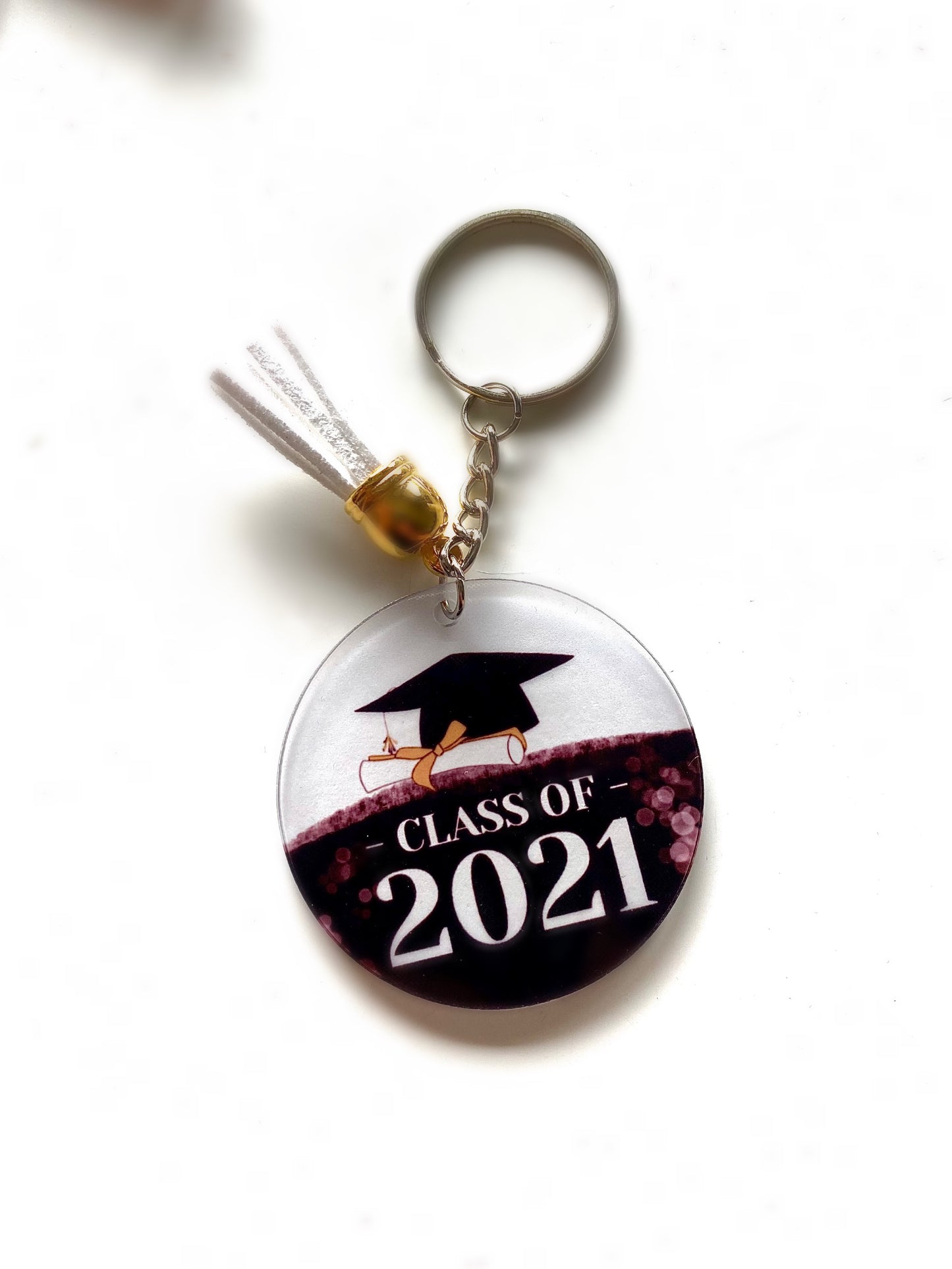 Graduation Black Acrylic Personalised Keychain