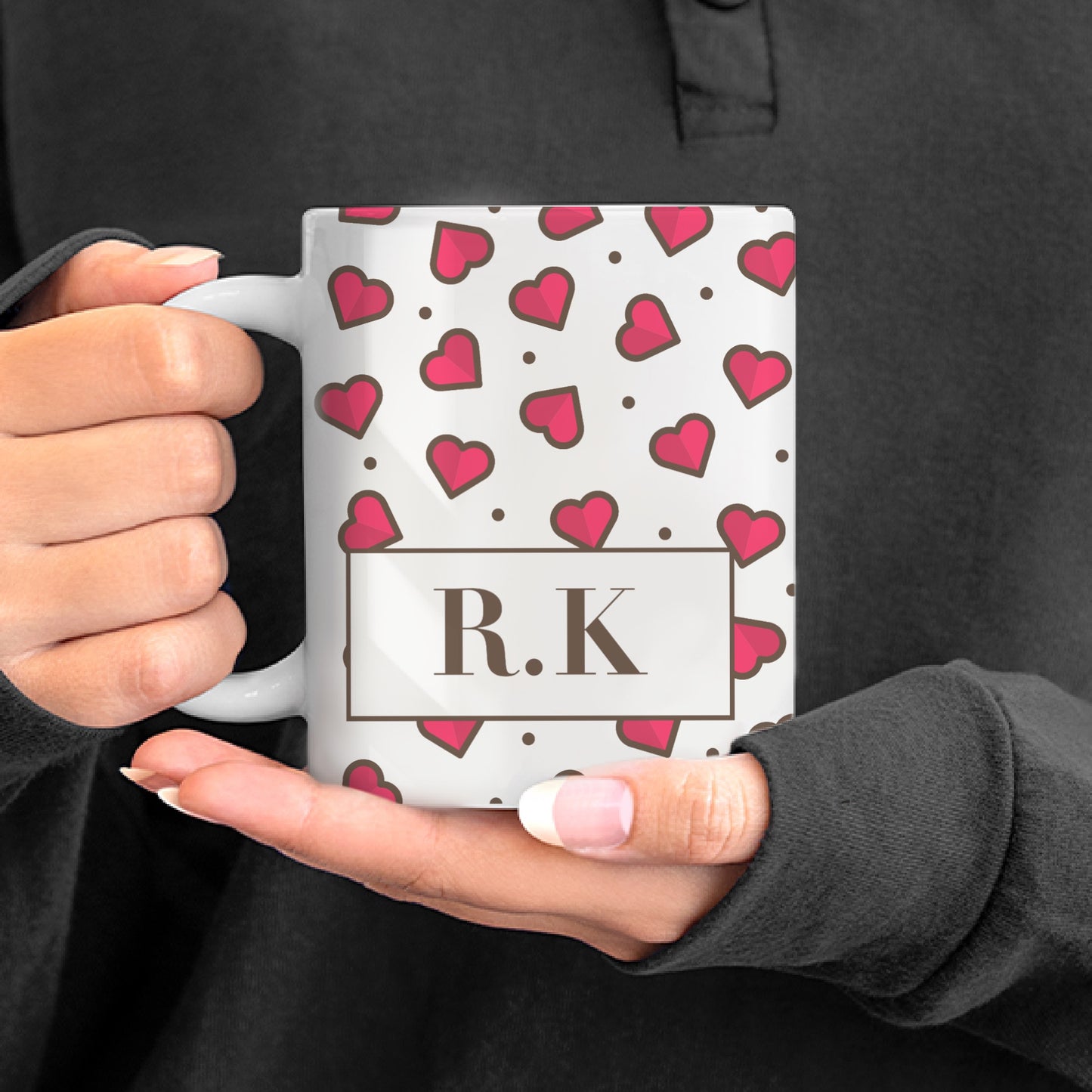 Heart Motif Themed Personalised Mug