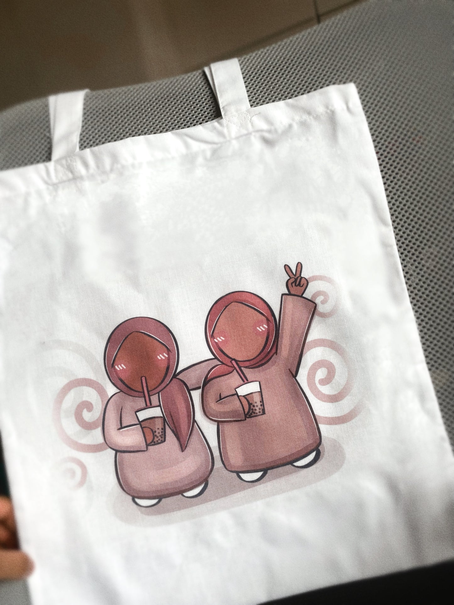 Boba Hijabi Friends White Tote Bag