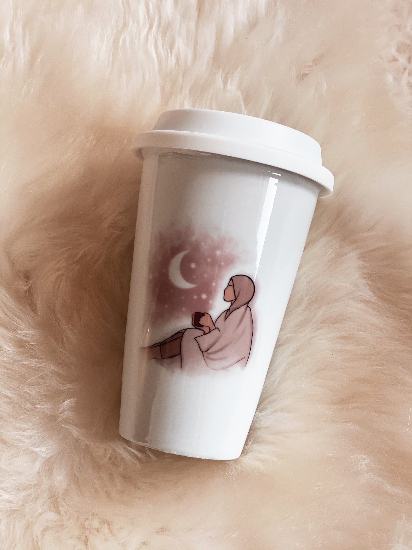 Cosy Stars Ceramic Travel Mug with Silicone Lid