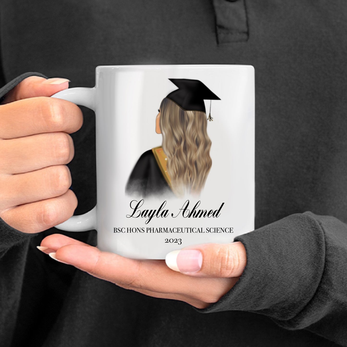 Personalized Graduation Mug with Customisable Hair Colour