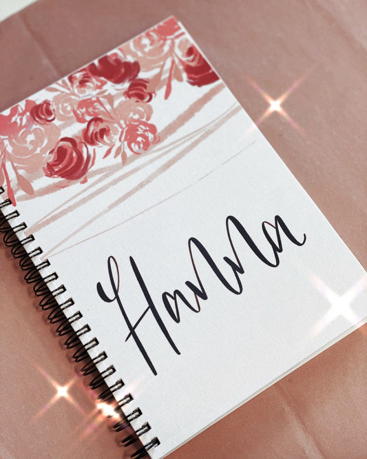Pink Floral Personalised A5 Spiral Bound Notebook