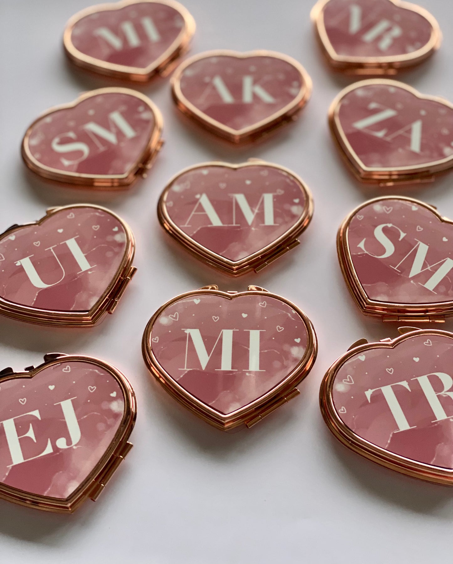 Personalised Rose Gold Marble Effect Compact Mirror