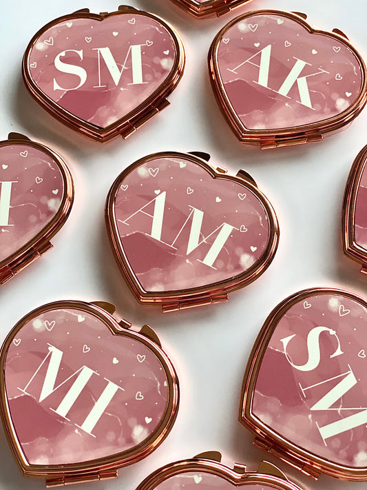 Personalised Rose Gold Marble Effect Compact Mirror