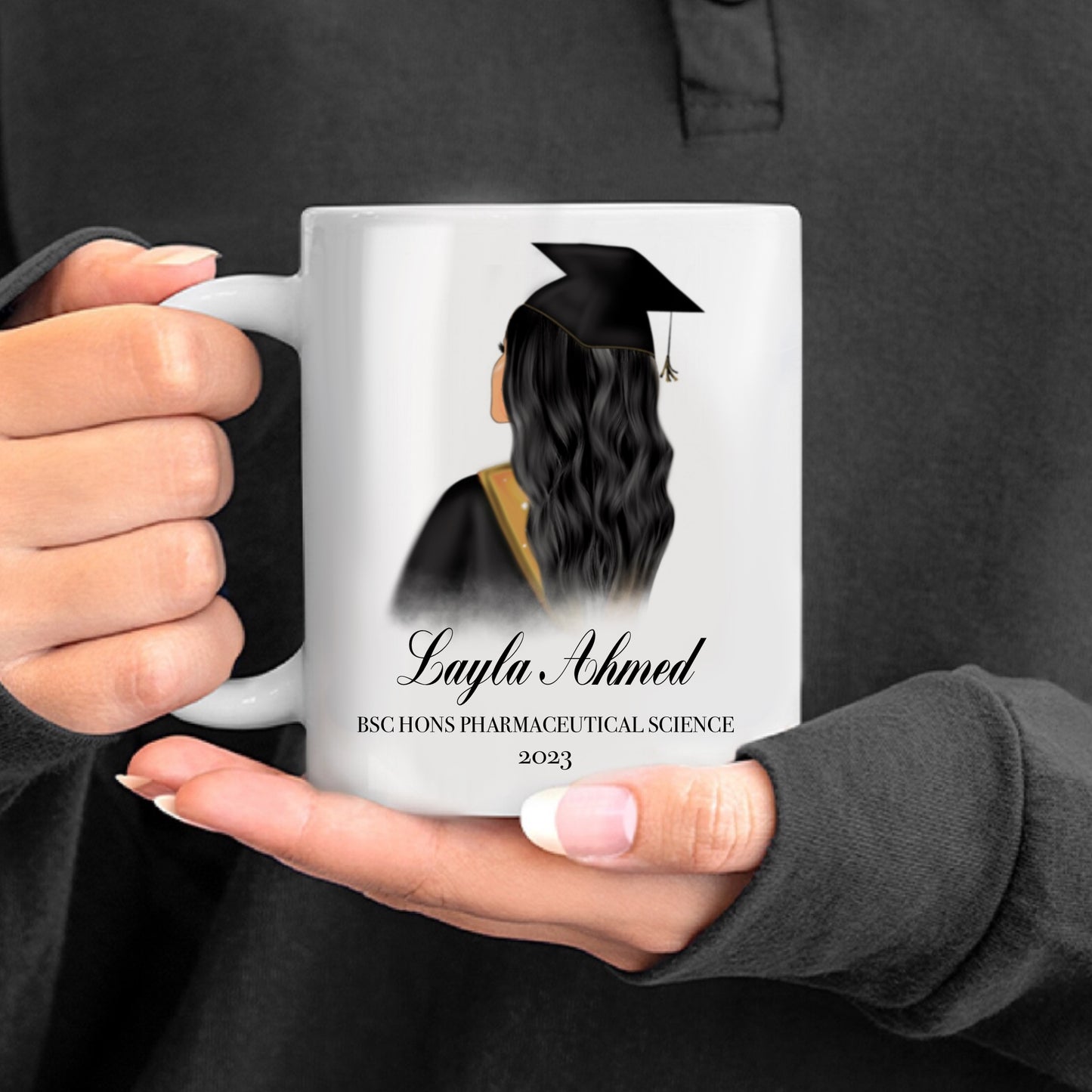 Personalized Graduation Mug with Customisable Hair Colour