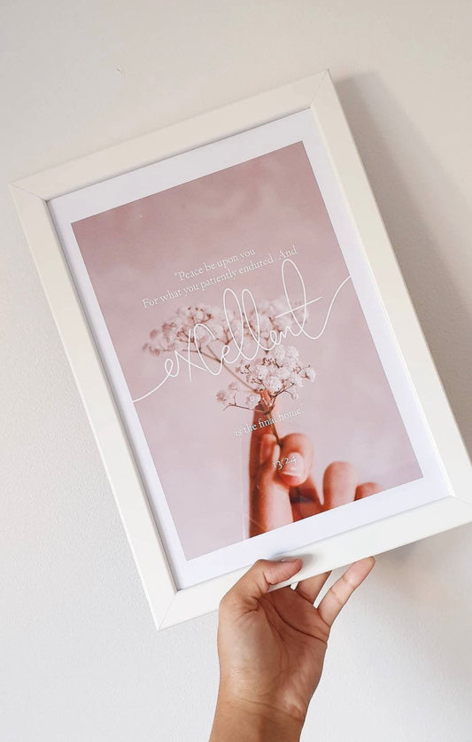 Qur’anic Verse 13:24 Dusty Pink Print