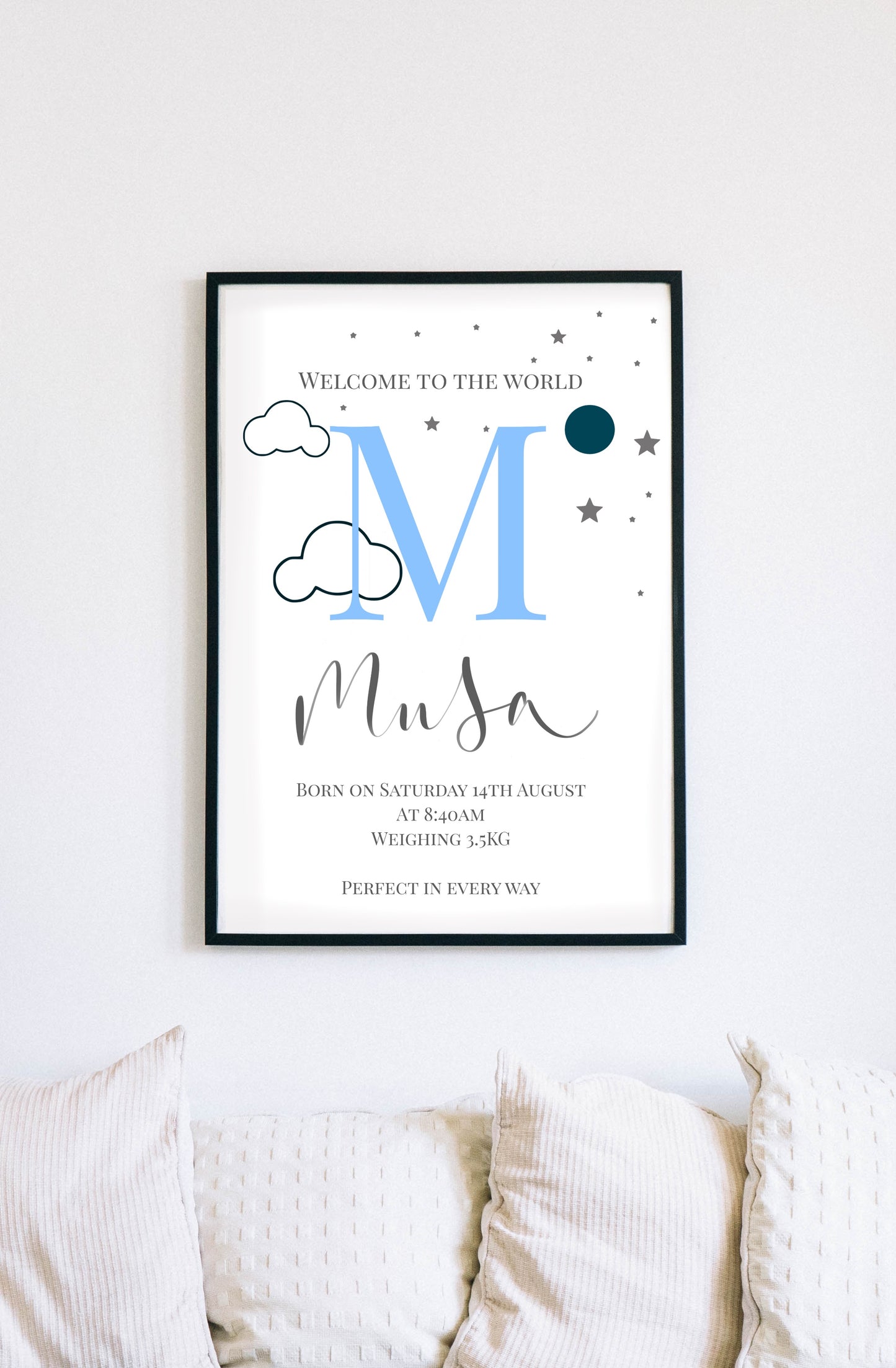 Starry Baby Boy Personalised Print