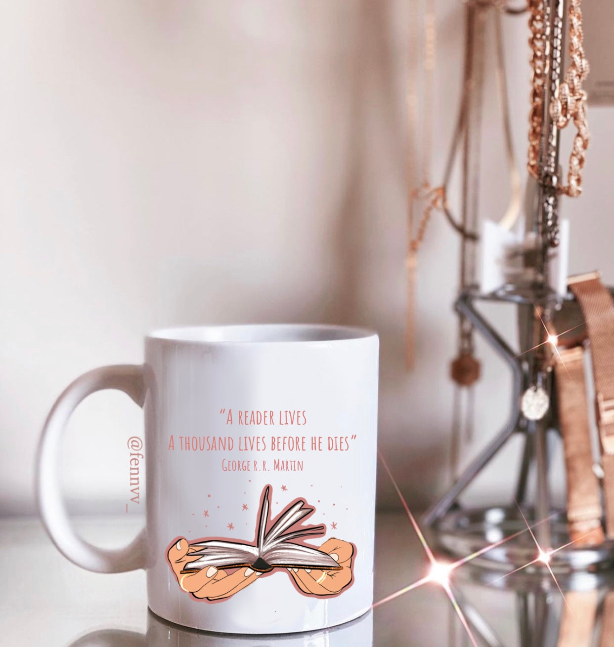 Pink Reader George R.R. Martin Mug