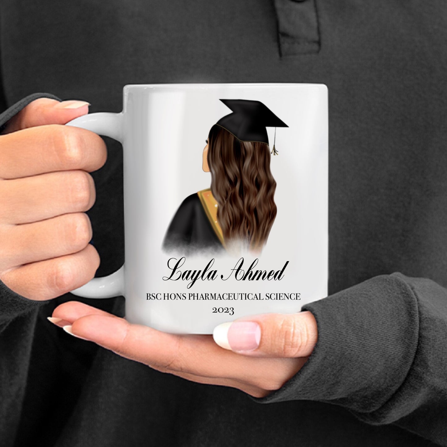 Personalized Graduation Mug with Customisable Hair Colour