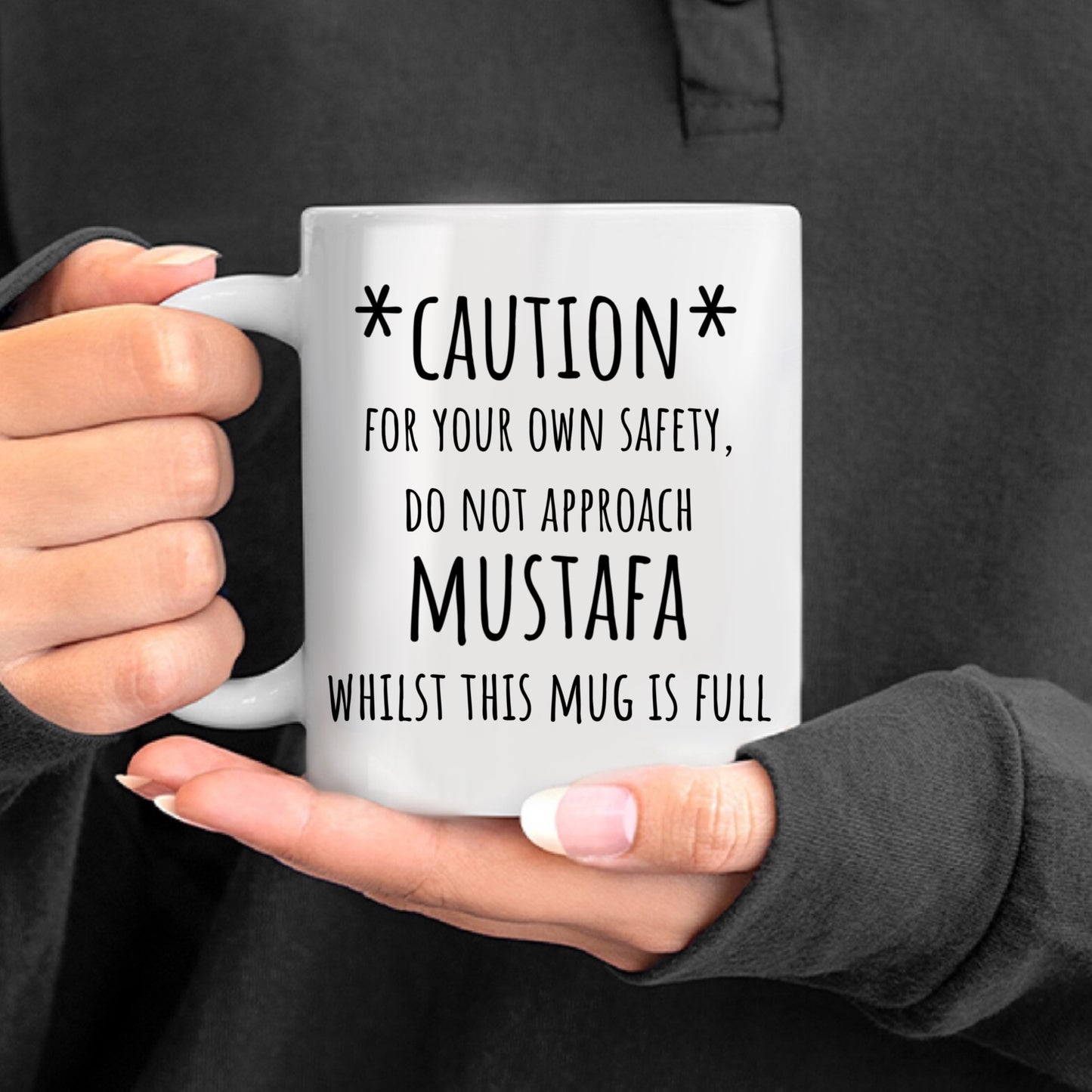 Caution Personalised Name Mug