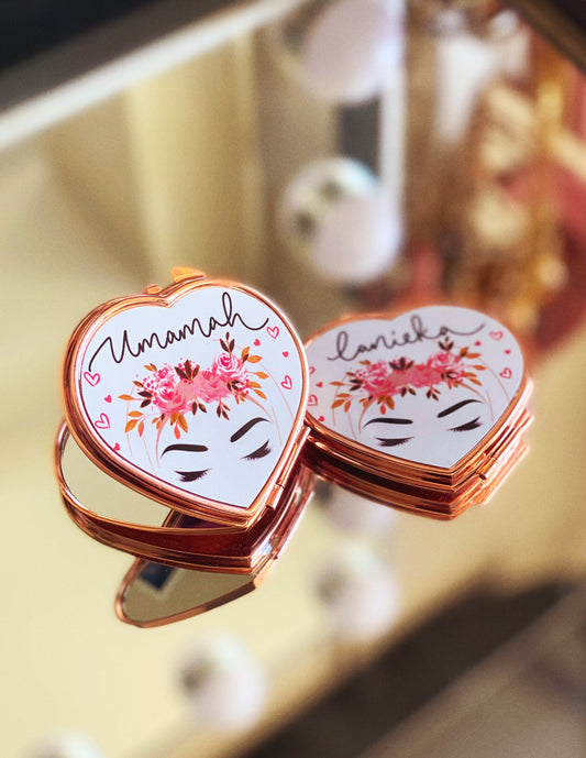 Personalised Rose Gold Floral Hijabi Compact Mirror