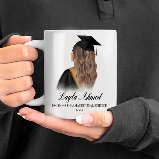 Personalized Graduation Mug with Customisable Hair Colour