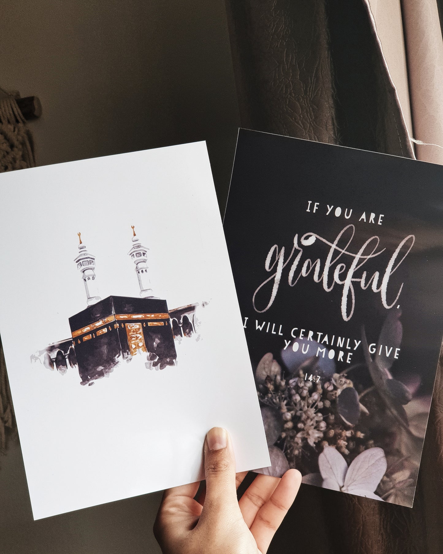 Qur’an 14:7 Black Botanical Print