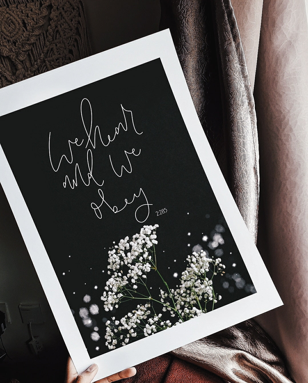 Qur’an 2:285 Black Botanical Print