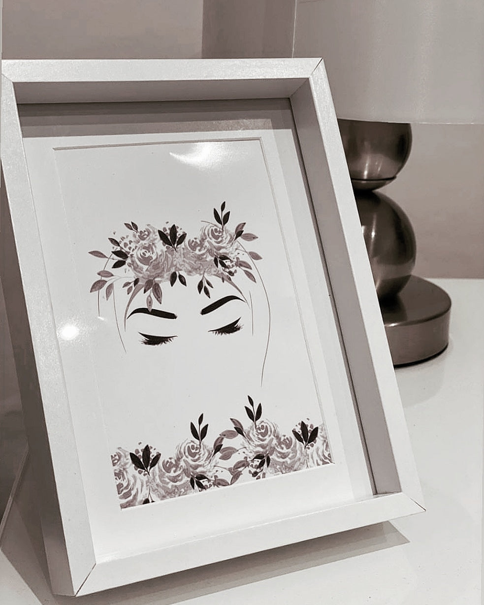 Greyscale Floral Hijabi Print