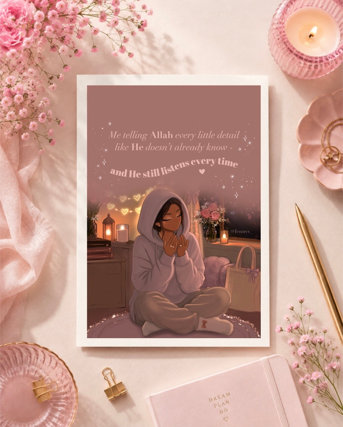 Set of 5 x A5 Islamic Girly Art Prints, Women’s Motivational Quotes, Muslimah Gift