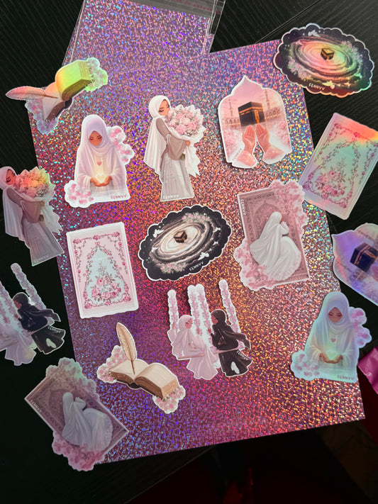 Set of 8 Islamic Themed Stickers - available in Holographic and Standard Gloss