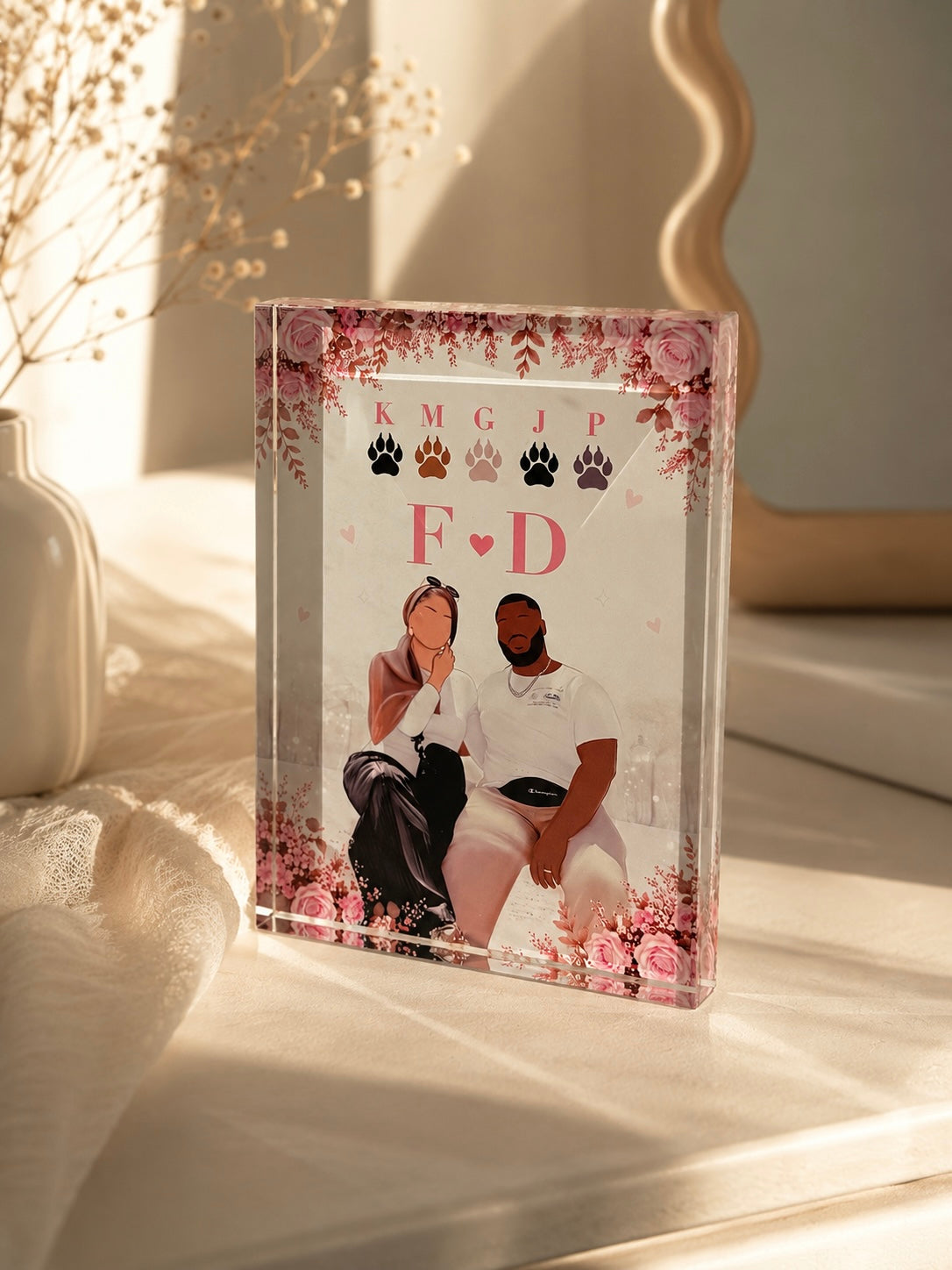 Heavyweight Custom Portrait Crystal Acrylic Block Personalised Islamic Gift 18x13cm