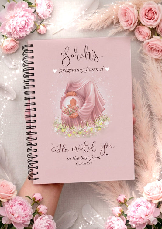 Lined Hijabi Mummy To Be Babyshower Personalised Journal A5 Spiral Bound Notebook Islamic Gift, Islamic Stationary