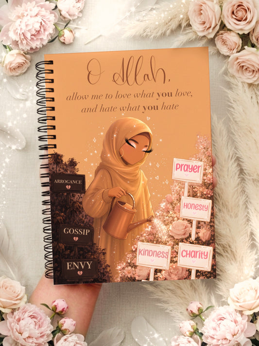 Islamic A5 Spiral Notebook: Hijabi Watering Plants Quote,  Lined Stationary