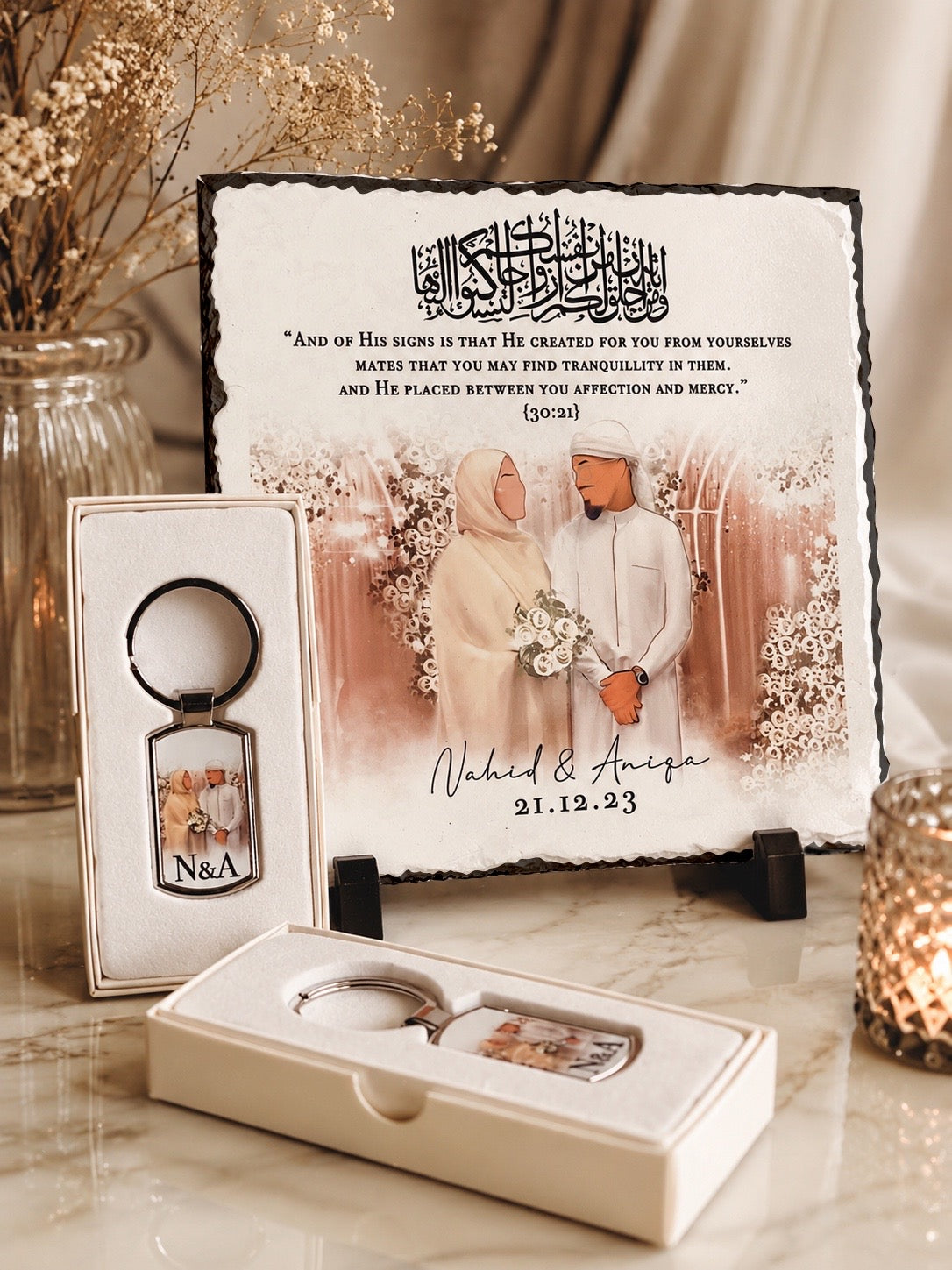 Custom Illustration Faceless Portrait Slate and Stand (keyrings sold separately)