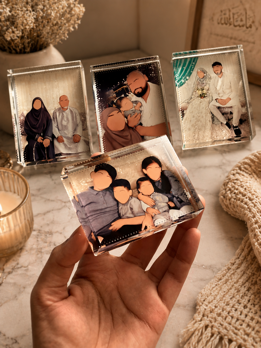 Personalised Illustration Faceless Portrait Acrylic Crystal Block with Gift Box 8x6cm