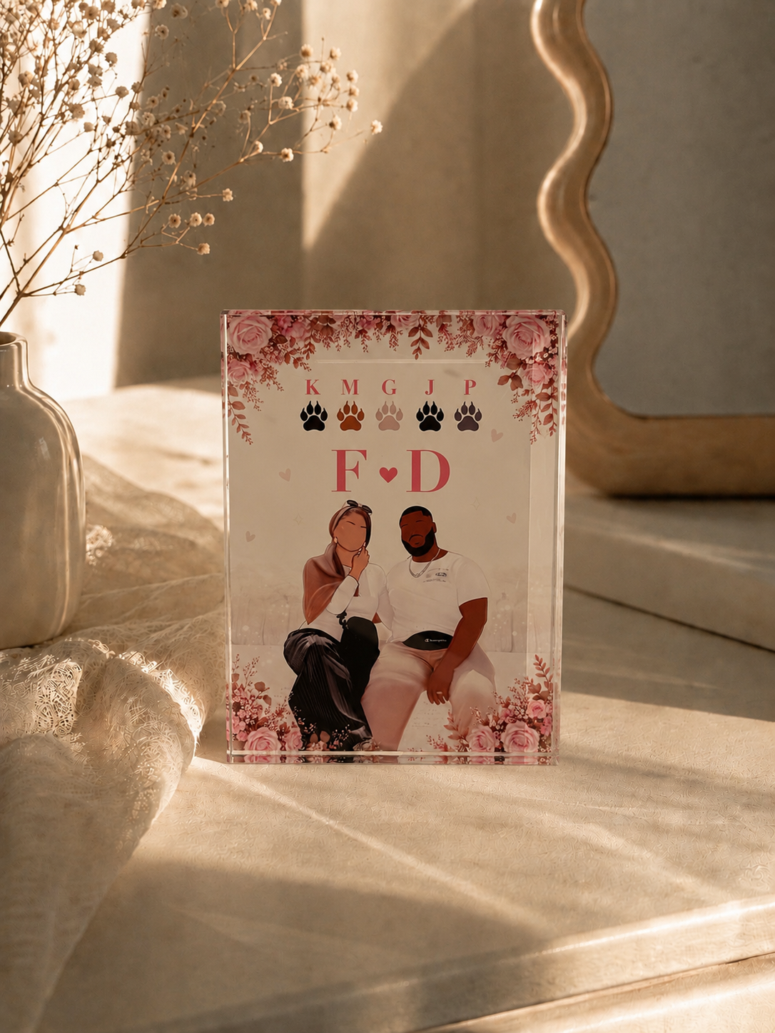 Heavyweight Custom Portrait Crystal Acrylic Block Personalised Islamic Gift 18x13cm