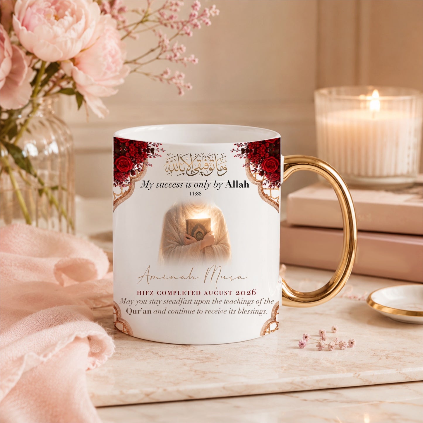 Hifz Hafiz Women’s Gold Handle Personalised Name Mug Islamic Gift