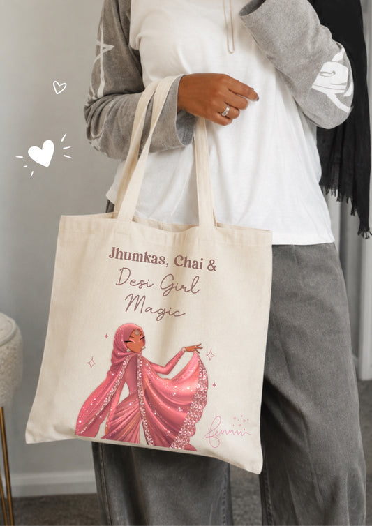 Hijabi Desi Girl Magic Quote Tote Bag 40x40cm