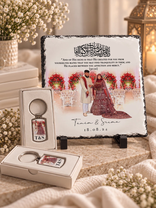 Custom Illustration Faceless Portrait Slate and Stand (keyrings sold separately)