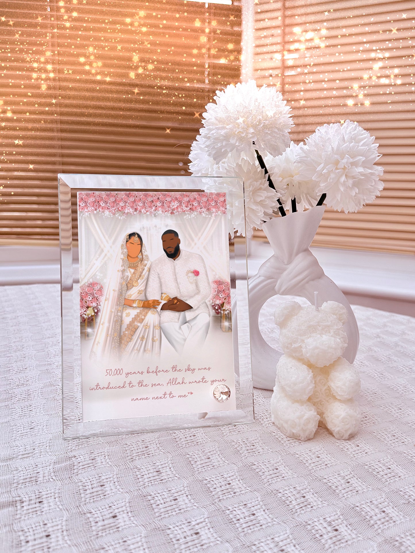 Custom Heavyweight Illustration Faceless Portrait Crystal Glass Frame 18x13cm