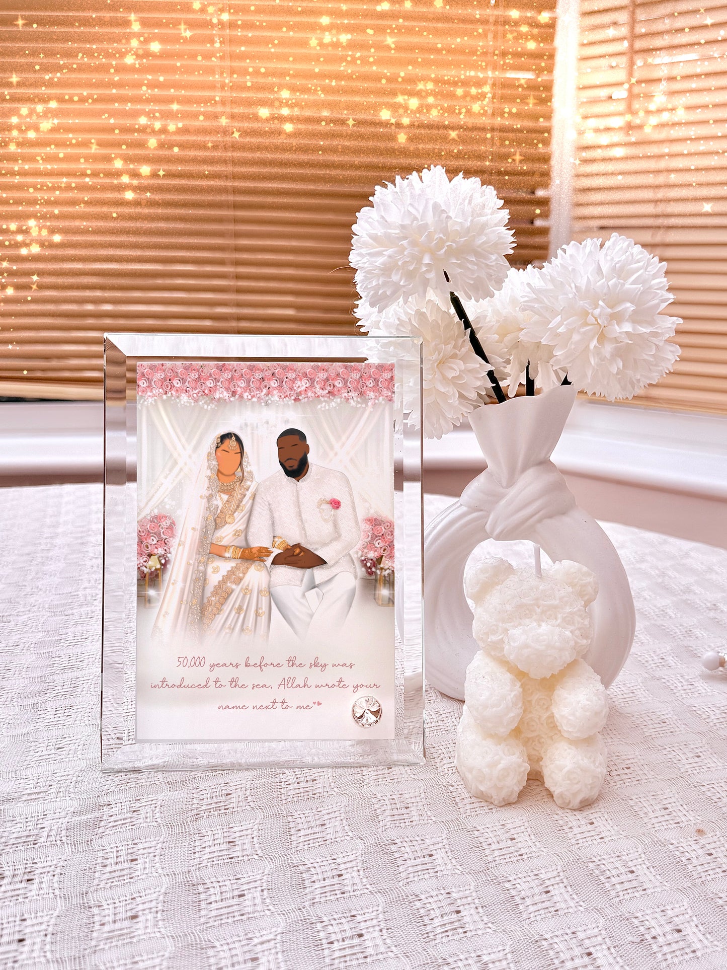 Custom Heavyweight Illustration Faceless Portrait Crystal Glass Frame 18x13cm