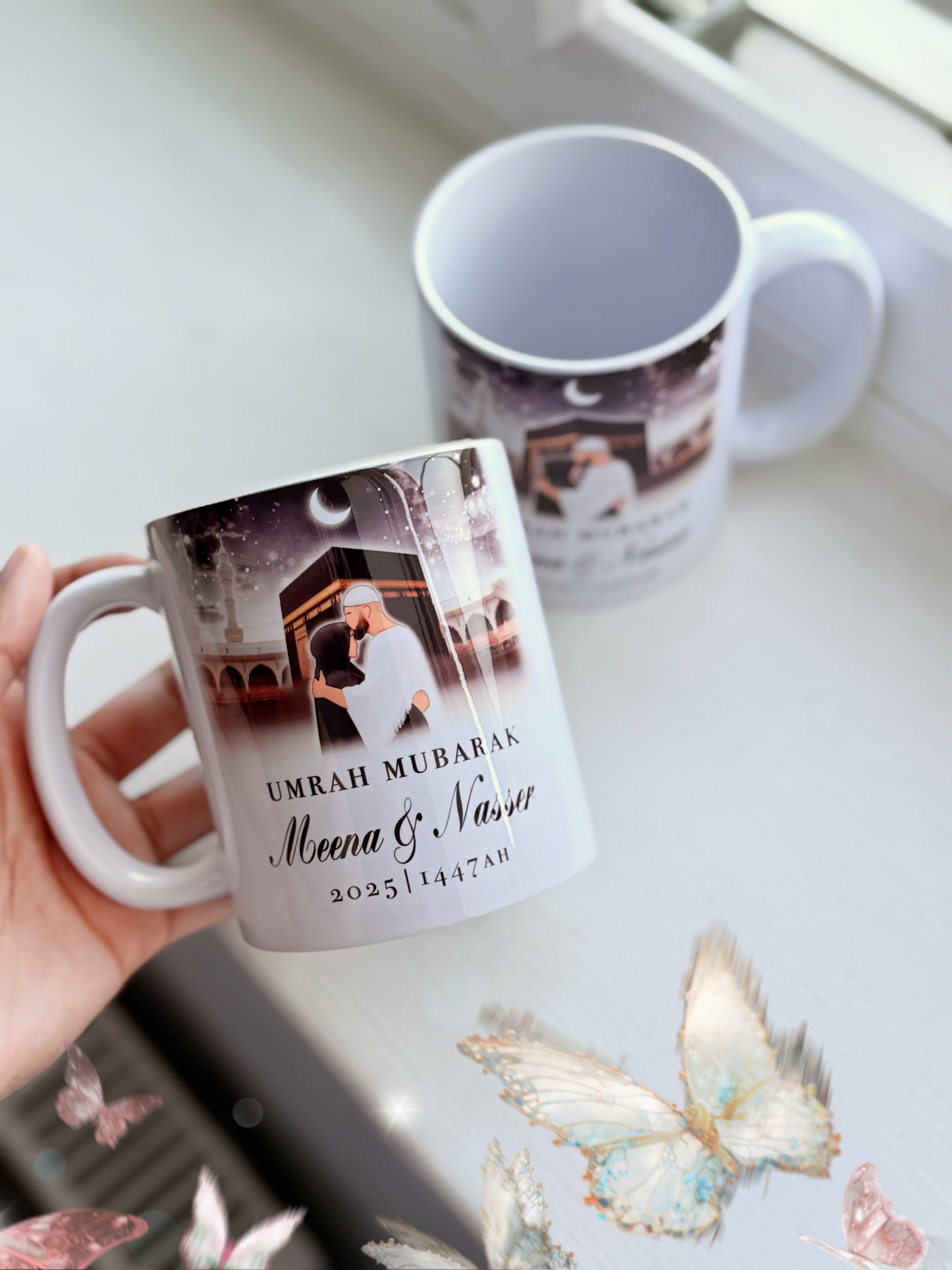 Umrah Gift Set of 2 Personalized Couples Husband and Wife Umrah Mubarak Mugs