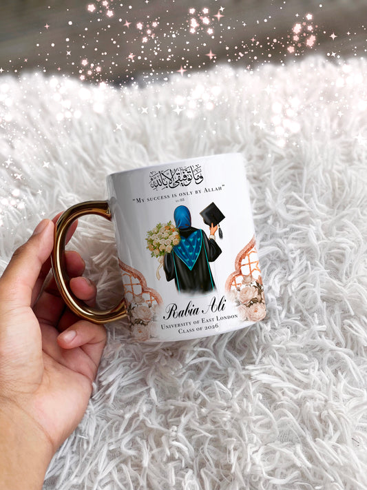 Hijabi Women’s Custom Sash Personalised Graduation Gold Handle Mug