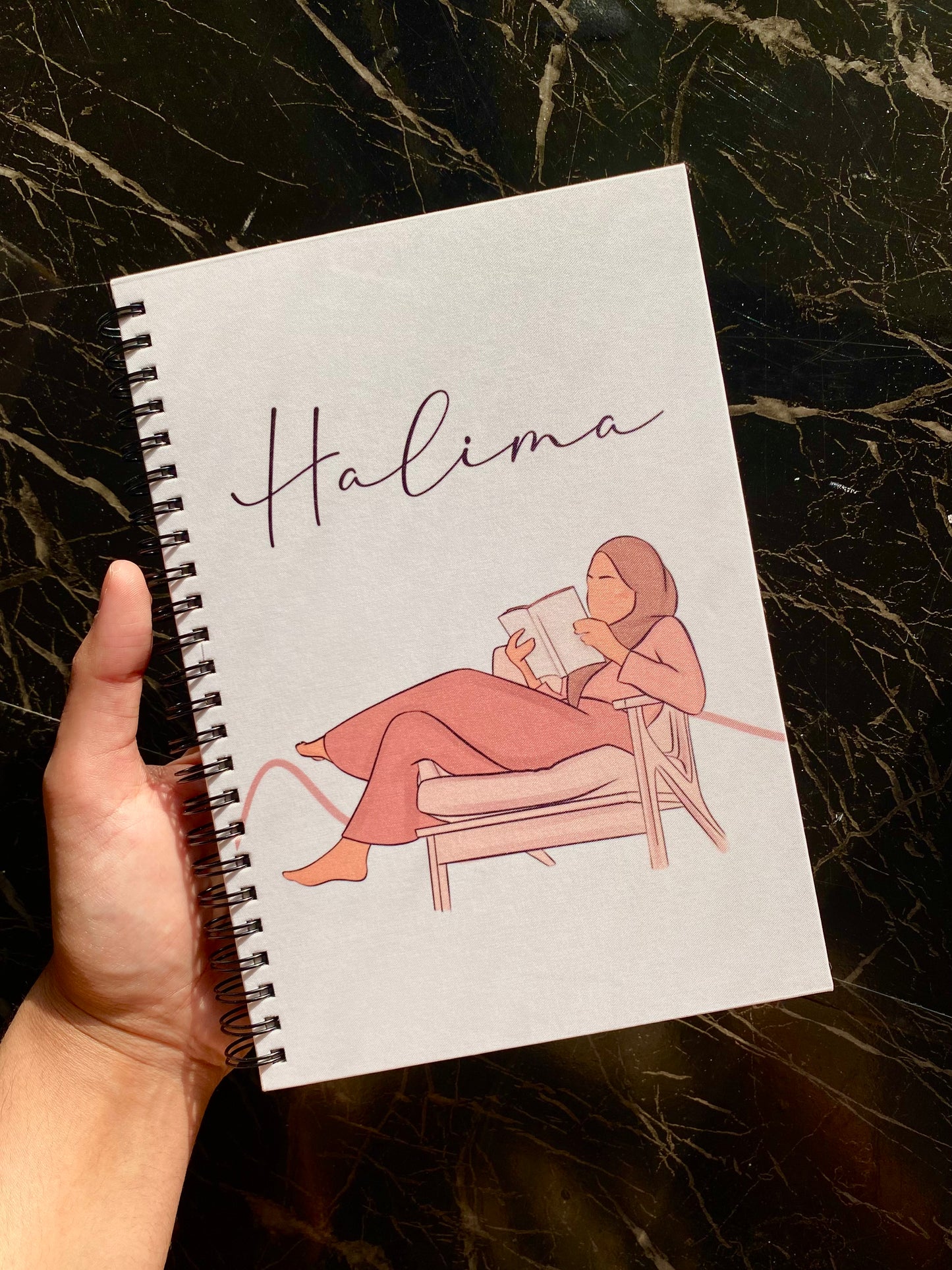 Islamic Personalised Bookish Hijabi Journal A5 Spiral Bound Notebook