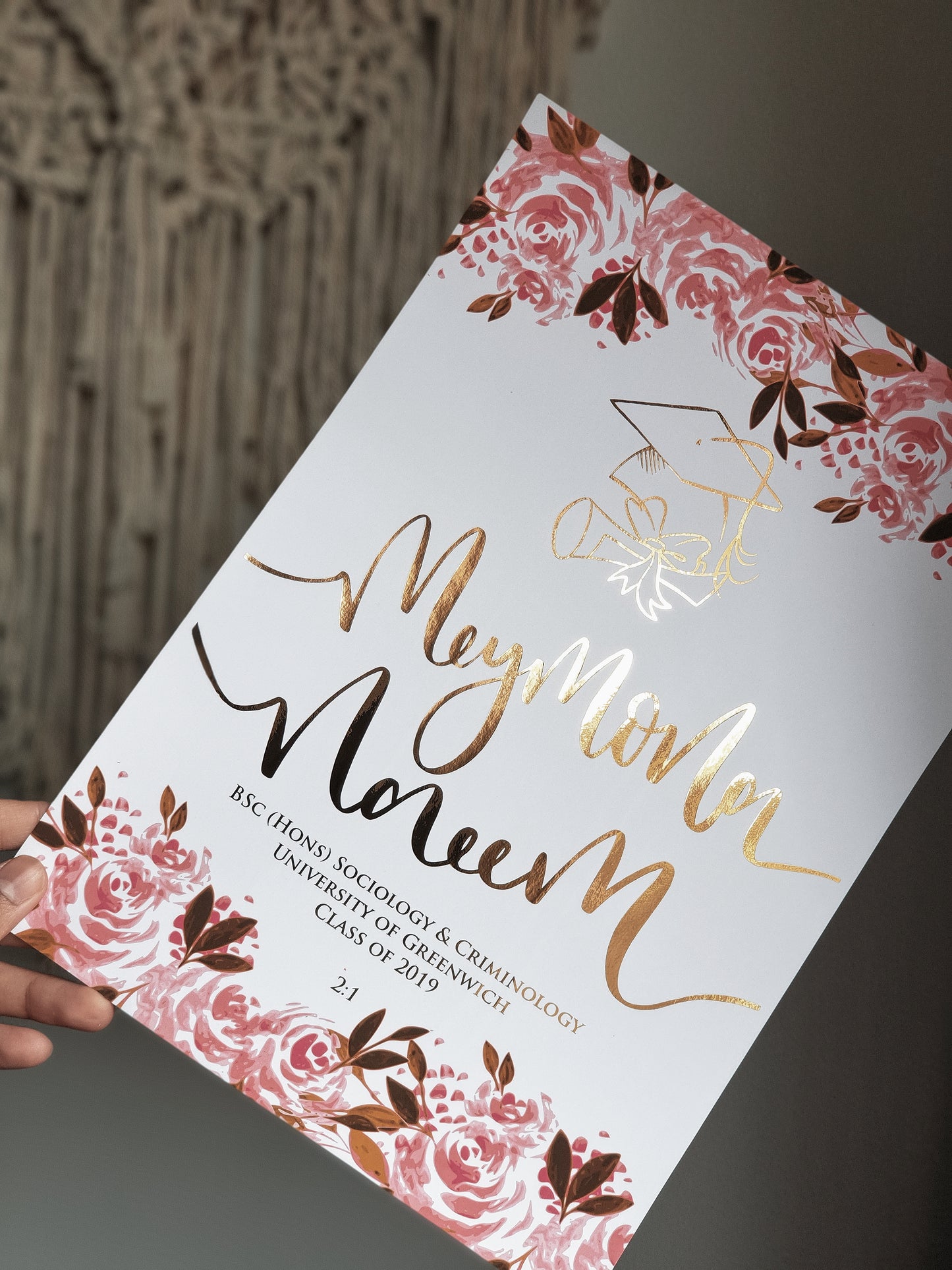 Personalised Floral Graduation Print