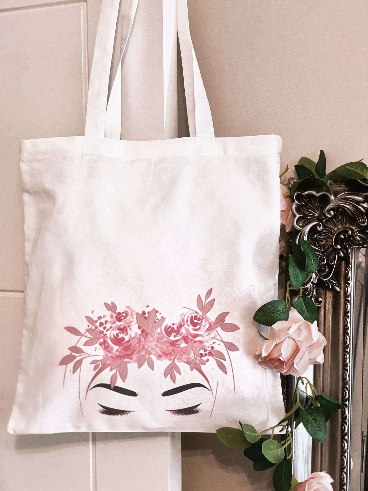 Floral Hijabi Lashes White Tote Bag