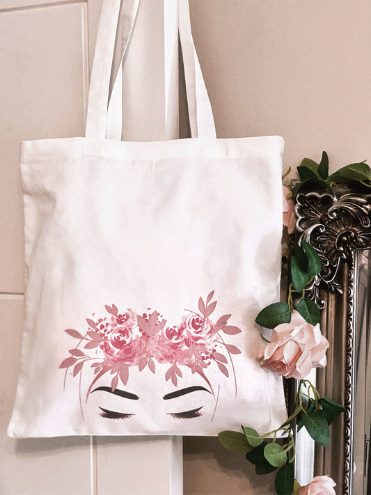 Floral Hijabi Lashes White Tote Bag