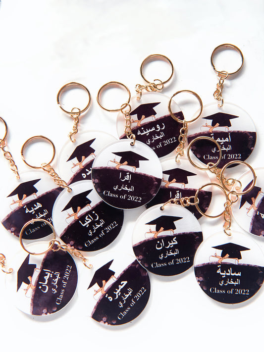 Graduation Black Acrylic Personalised Keychain