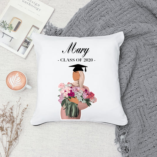 Custom Text Floral Hijabi Graduate Pillowcase (available with insert)