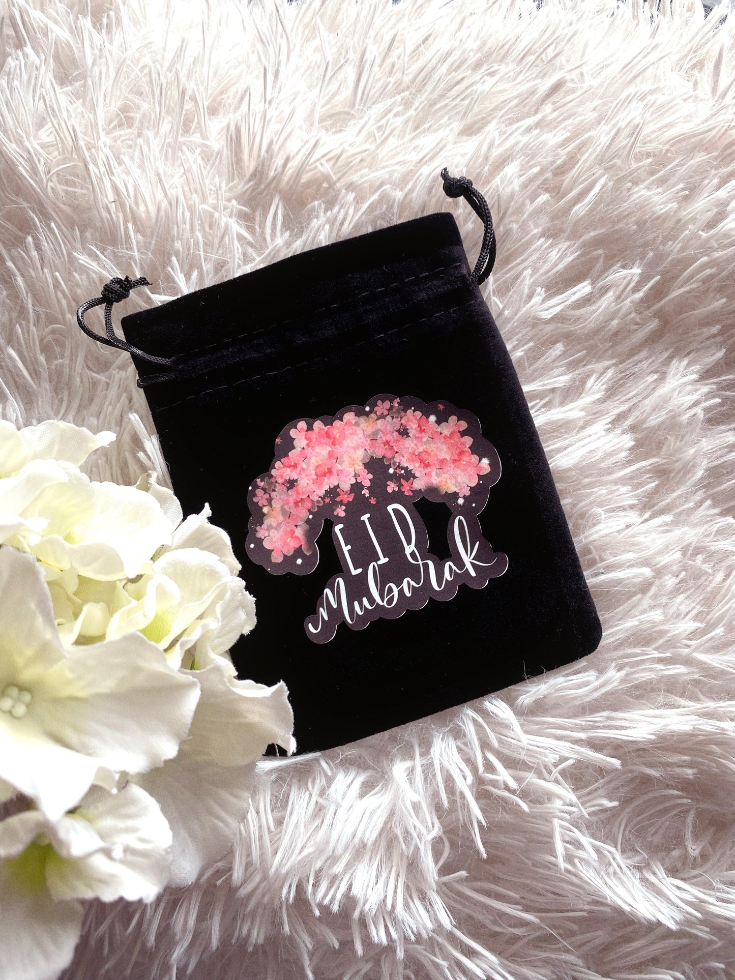 Pack of 5 Black Velvet Eid Mubarak Money Pouch