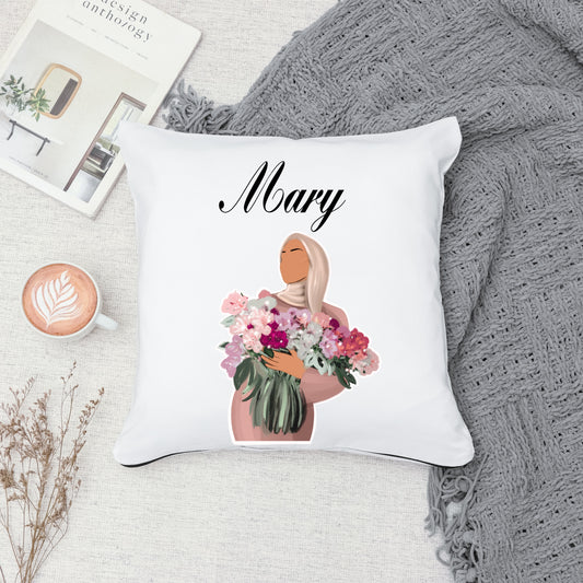 Custom Text Floral Hijabi Pillowcase (available with insert)