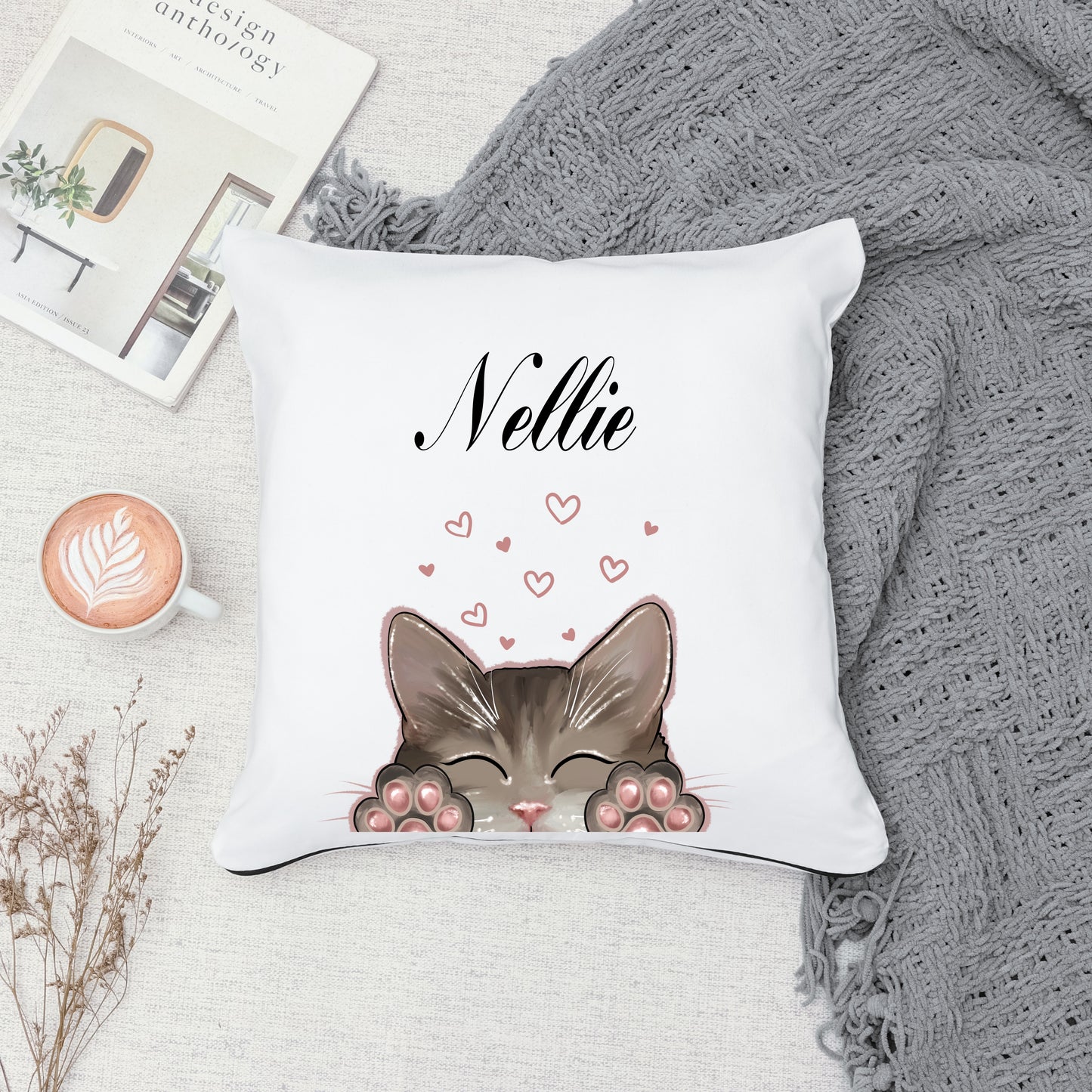 Custom Text Kitty Pillowcase (available with insert)